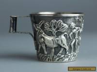 Rare Antique Handmade Greek Style Cup .925 Sterling Silver c.1920 Bulls Scene 
