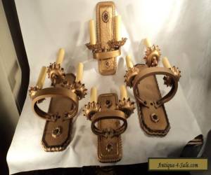 Special 4 Piece Set Solid Brass Sconces Arts Crafts Style for Sale