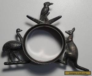 Australian Fauna Antique Napkin Ring Dunklings and Stokes & Sons Silver Plate for Sale