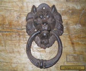   Cast Iron Antique Style Rustic LION HEAD Door Knocker Brown Finish  for Sale