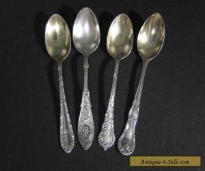 4 Antique Sterling Demitasse SPOONS Colbert Arabesque etc for Sale