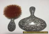 GORHAM ANTIQUE STERLING SILVER REPOUSSE HAND MIRROR & BRUSH, c. 1890 for Sale