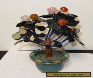 Item CLOISONNE ENAMEL ROSE QUARTZ JADE FLORAL FRIUT STONE BLOSSOM TREE for Sale