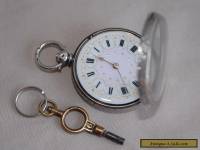 Antique Swiss 935 Sterling Silver & Enamel Pocket Fob Watch w Key - 3 Bears HM