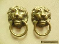 VINTAGE PAIR OF  BRASS LION HEAD DRAWER PULLS 