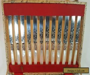 Item 24 ANTIQUE HUKIN & HEATH SILVER PLATED MOTHER OF PEARL DESSERT KNIVES & FORKS for Sale