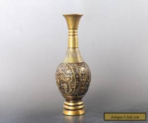 Item  Hand Carved dragon and phoenix brass vase W qing dynasty  mark  C145 for Sale