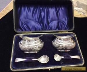 Item Solid Silver Spice Salt Mustard Bowls - Boxed - Set of 2 with Spoons for Sale