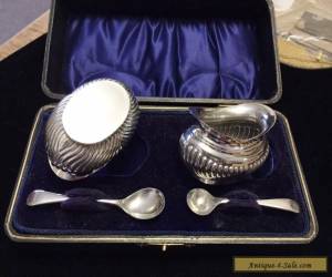 Item Solid Silver Spice Salt Mustard Bowls - Boxed - Set of 2 with Spoons for Sale