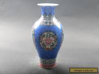 Chinese Enamel Painted Flower Vase w Qing Dynasty QIANLONG Mark D100
