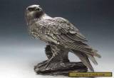 Chinese Old Silver Bronze Handwork Carved Eagle Statue w Xuande Mark  for Sale