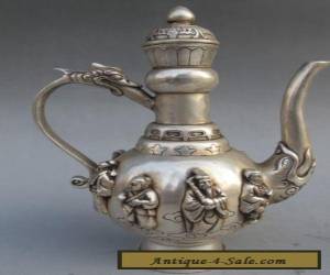 Item Exquisite workmanship white copper silver plated teapot jug Immortals for Sale