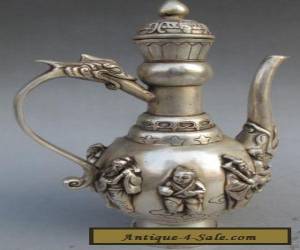 Item Exquisite workmanship white copper silver plated teapot jug Immortals for Sale