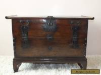 Antique Asian Elm Wood Trunk Table Chest Coffer 