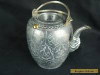 Nice antique chinese pewter tea pot, 4 1/2" tall