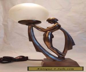 Item Rare Oliver Tupton Art Nouveau Cast Resin  Antique Replica Lamp Etched Signature for Sale