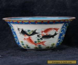 Item Chinese Cloisonne hand-painted Fishes bowl w Qianlong Mark  for Sale