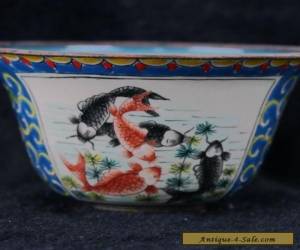 Item Chinese Cloisonne hand-painted Fishes bowl w Qianlong Mark  for Sale