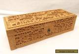 Antique Hand Carved Canton Glove Box Sandalwood Intricate Carved Panel 3D Relief for Sale
