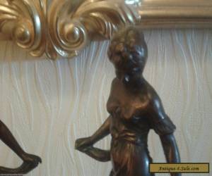 Item RARE Antique Art Nouveau French Bronzed Cast Iron Female Statue's 1900 - 1910   for Sale