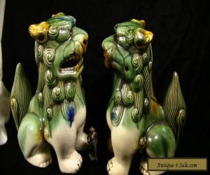 Item Large Vintage Pair of Ceramic Foo Dogs 8 1/2" tall for Sale