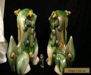 Item Large Vintage Pair of Ceramic Foo Dogs 8 1/2" tall for Sale