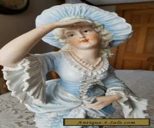 Antique French German Bisque Porcelain Figurine Woman 16" T Marked 21 for Sale