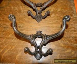 Item Set/4 Rustic 7" Cast Iron 4-Hook Coat Hook Rack Hall Tree, Mirror, Lodge Cabin  for Sale