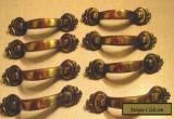 Vintage Lot of 8 Antique Brass Amerock Door/Drawer Pull Handles #735-1 for Sale