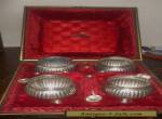 ANTIQUE VICTORIAN STG SILVER SALT SET BOXED WITH SPOONS for Sale