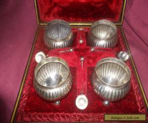 Item ANTIQUE VICTORIAN STG SILVER SALT SET BOXED WITH SPOONS for Sale