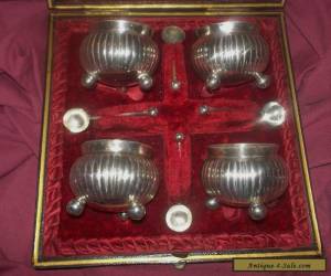 Item ANTIQUE VICTORIAN STG SILVER SALT SET BOXED WITH SPOONS for Sale