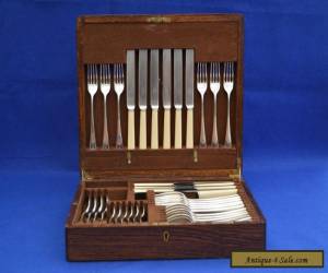 Antique Mappin & Webb Silver Plate Canteen of Cutlery - 42 Pieces - Oak Case for Sale