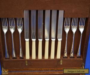 Item Antique Mappin & Webb Silver Plate Canteen of Cutlery - 42 Pieces - Oak Case for Sale