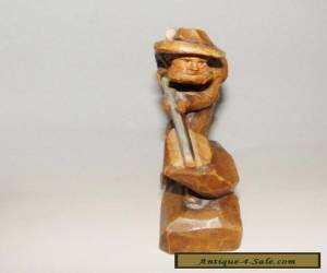 Item ANTIQUE VINTAGE CARVED WOODEN ANRI STYLE HUNTER FIGURE for Sale