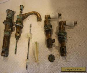 Vintage Antique  Brass & Porcelain water faucet with handles  for Sale
