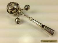 ANTIQUE VICTORIAN ENGLISH STERLING SILVER BABY RATTLE AND WHISTLE