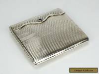 German solid silver ribbed cigarette case box with sapphire cabochon 1900