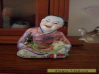 CHINESE FIGURINE BOY SMILING OPEN MOUTH PORCELAIN