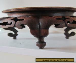 Item Antique Japanese / Chinese carved wood stand for vase for Sale