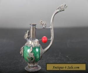  Oriental Vintage Tibetan silver Handwork Usable Smoking Tool Pipe E480 for Sale