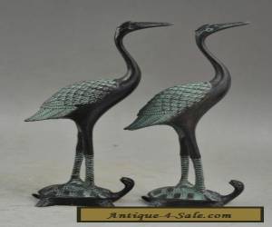 Item A Pair of Chinese Handwork Bronze Carved Crane Run Tortoise Statue for Sale