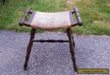 Vintage Antique Victorian Oak Saddle Stool Chair Egyptian Revival Style for Sale