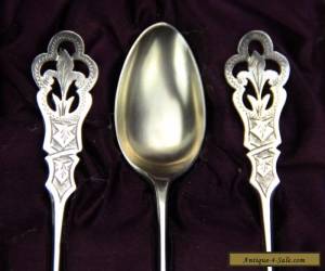 Item Antique Ainsworth Taylor & Co EPNS 6 Spoons & Sugar Tongs in Original Box C1895 for Sale