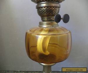 Item Edwardian Brass & Amber Glass 64 cm Oil Lamp for Sale