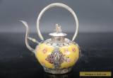 Exquisite hand-painted floral Tibetan silver inlay porcelain teapot  E712 for Sale