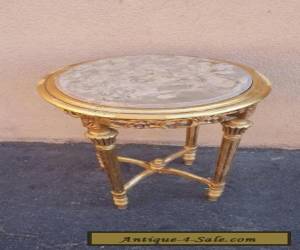 Item French Pedestal Table Vintage Gold Leaf Marble Top Louis XV Baroque for Sale