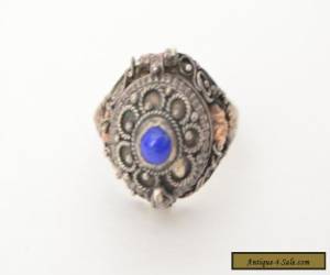 Item Antique Vintage Sterling Silver 925 Lapis Art Deco Filigree Pill Box Ring for Sale