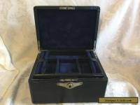 EDWARDIAN LUXURY LEATHER COVERED JEWELLERY BOX, WITH WORKING LOCK AND KEY 