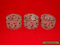 Antique Silver Plate Filigree Napkin Rings Set of 3